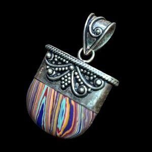 Sterling Rainbow Calsilica Pendant